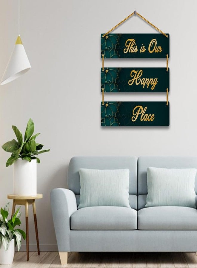 Yey Our Favourite Place Wooden Wall Hanging for Home Decor | Office | Living Room | Bedroom | Quotes Decorative Items (3 piece Wall hanging, Multicolor) (Our Happy Place) - Image 3